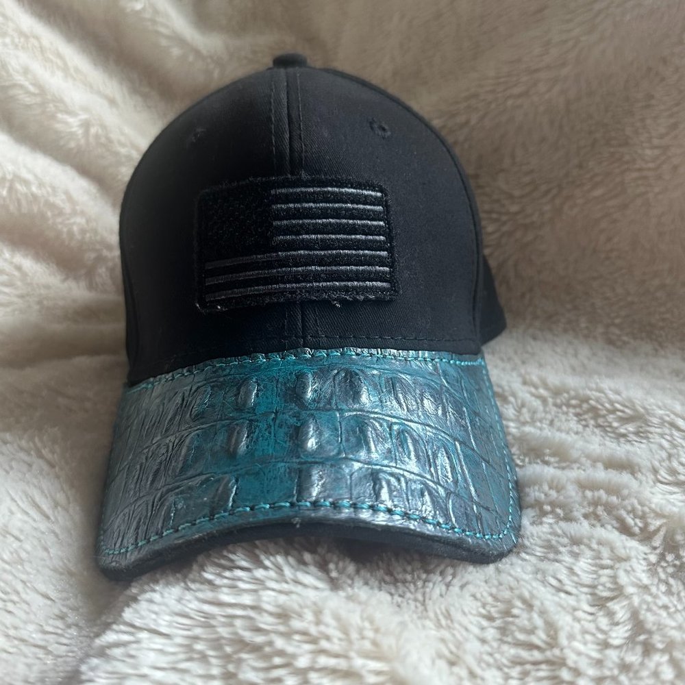 Black American Flag Baseball Cap Blue Alligator Bill